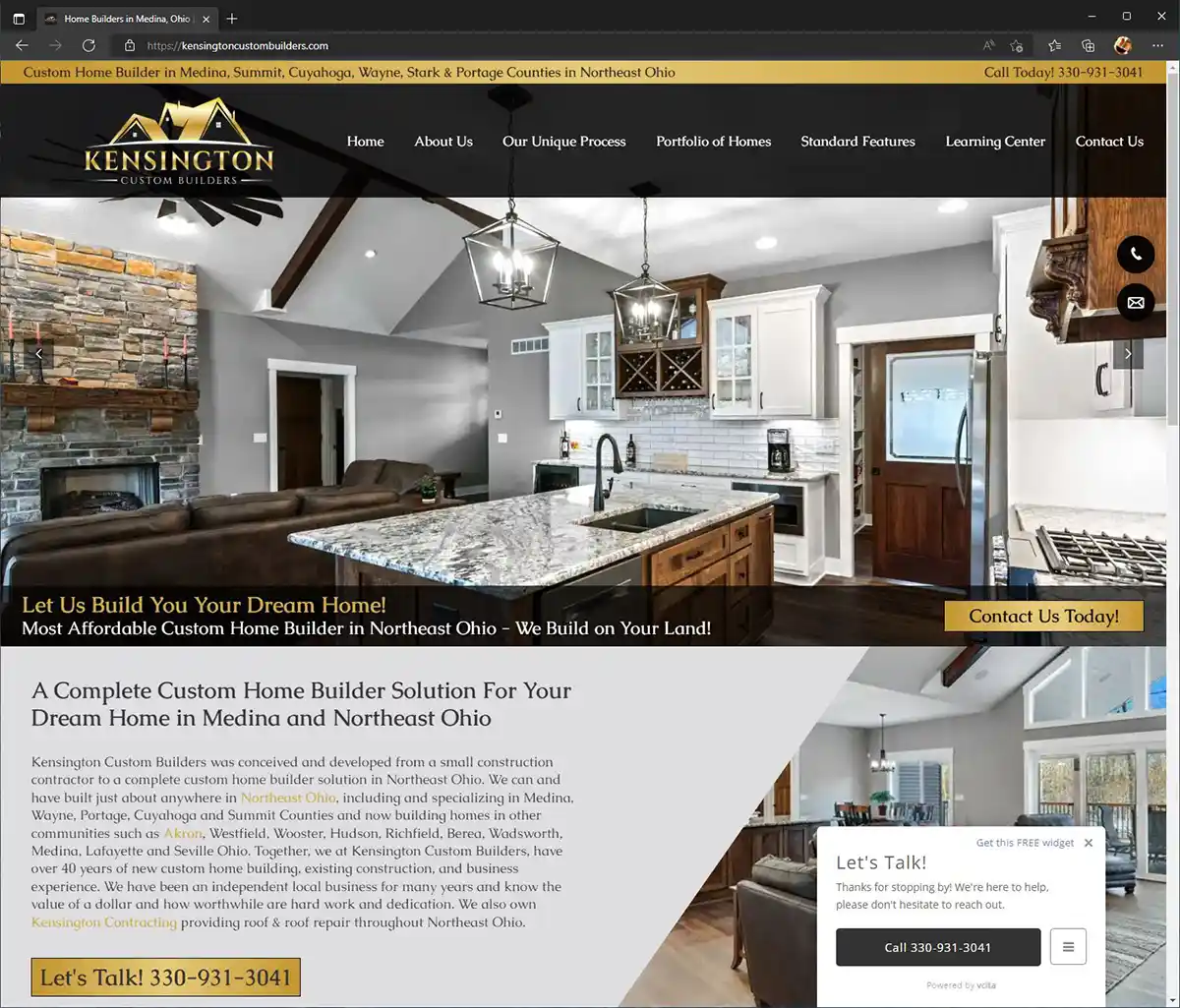 Kensington Custom Builders in Medina Launches New Website