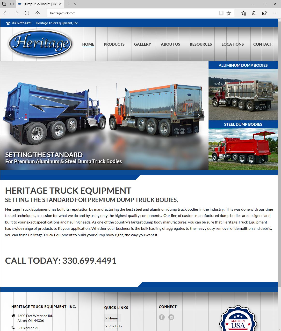 Custom Responsive Web Design for Heritage Truck Equipment, Akron, Ohio