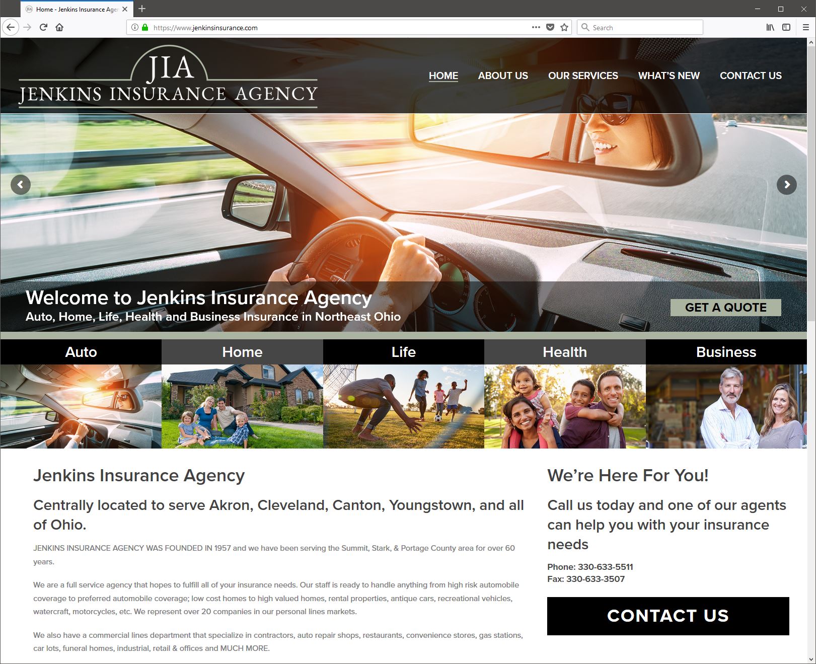 Responsive Website Design for Jenkins Insurance Agency, Akron, Ohio