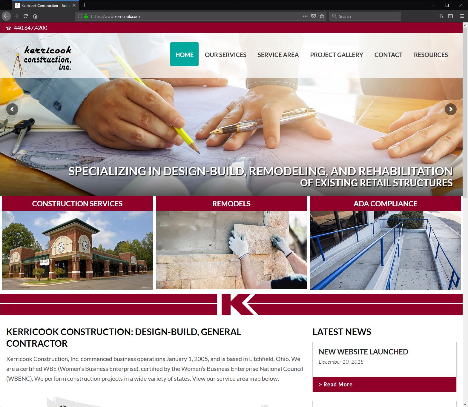 Custom Web Design for Kerricook Construction, Litchfield, Ohio