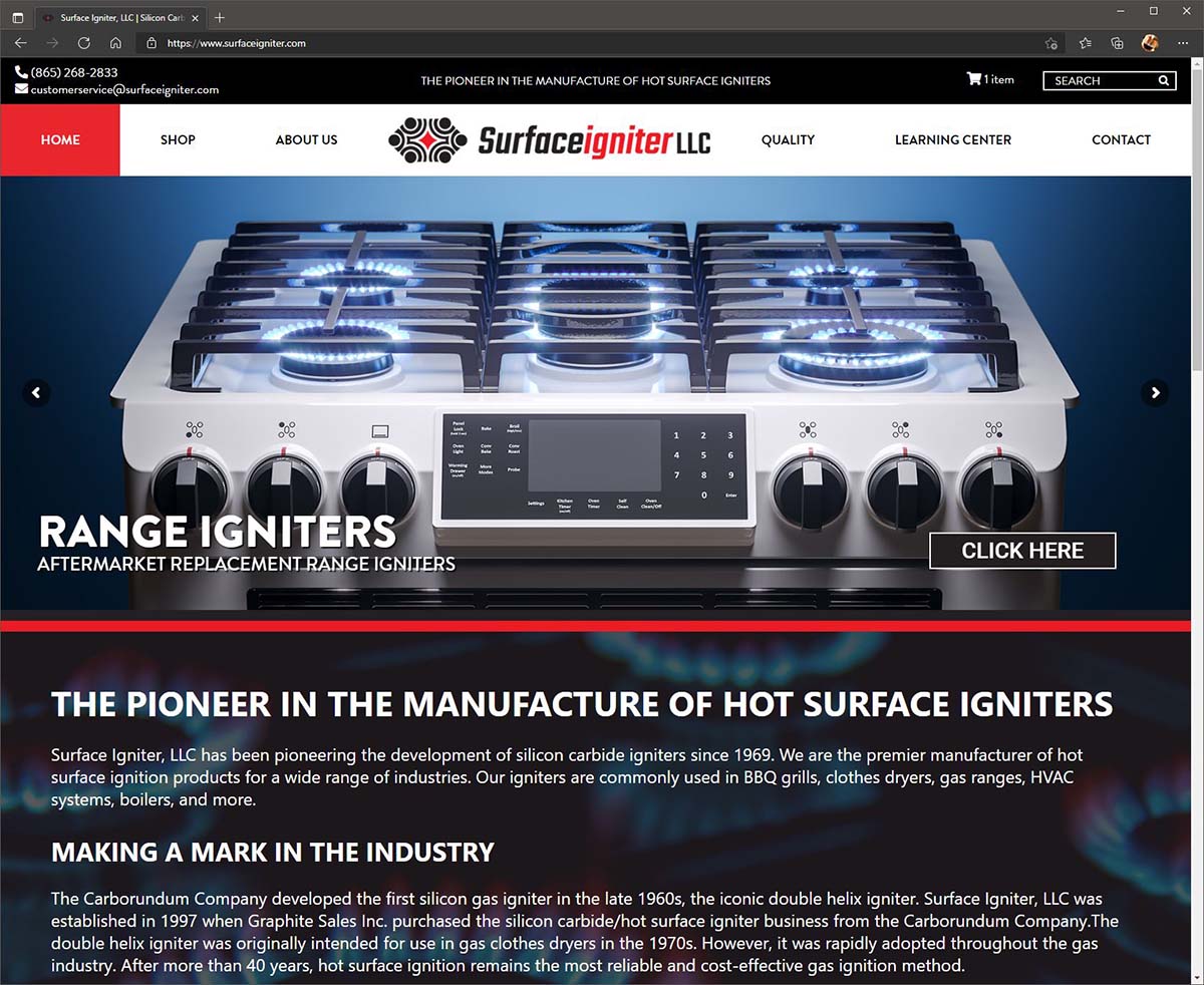 Surface Igniter of Cleveland, Ohio launches e-Commerce website